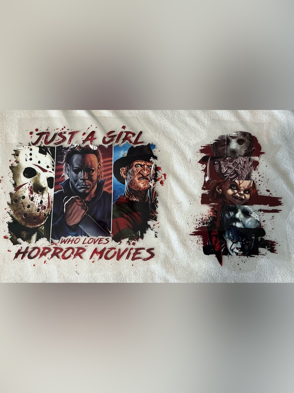 Lot of 2 Horror DTF Heat Transfers Halloween Slasher Movie Inspired Designs
